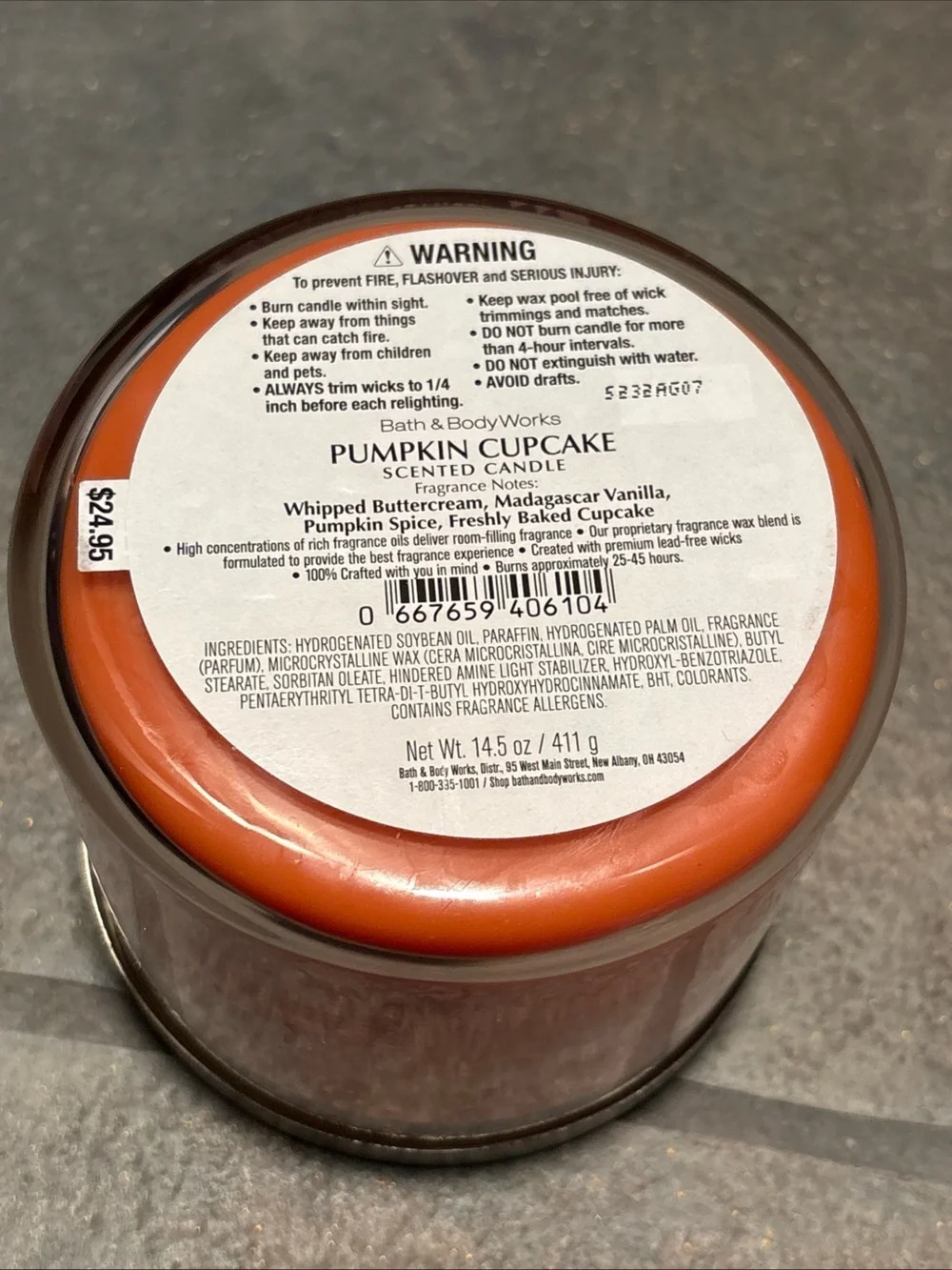 Bath & Body Works Pumpkin Cupcake Scented Candle - Orange, White